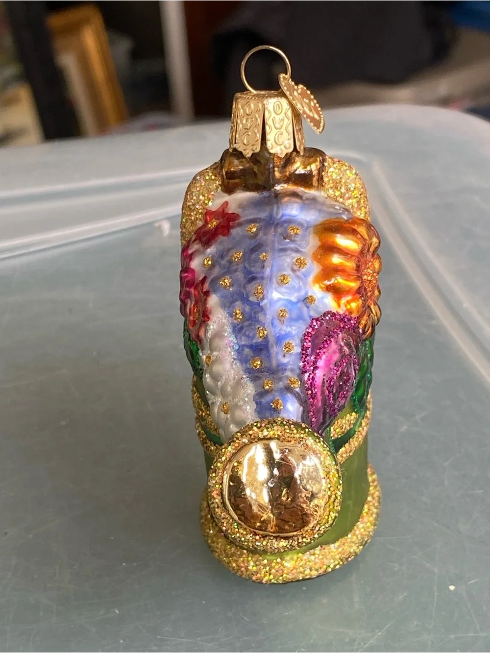 OLD WORLD CHRISTMAS WATERING CAN GARDENING BLOWN GLASS CHRISTMAS ORNAMENT 32044